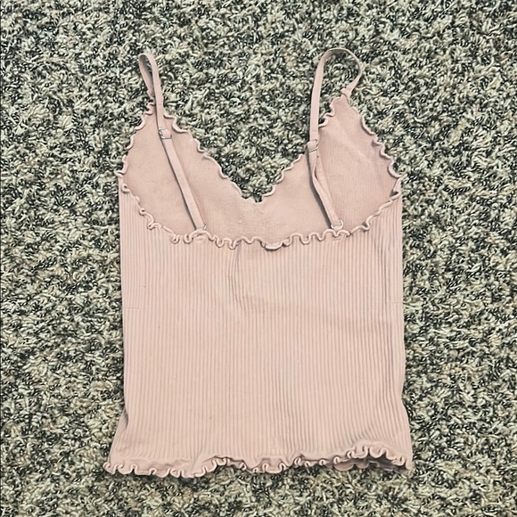 Free People Pink Ribbed Ruffled Camisole - Picture 2 of 3